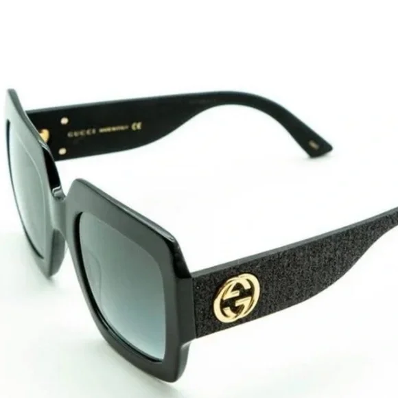 GUCCI black oversized square glitter sunglasses - Picture 5 of 7
